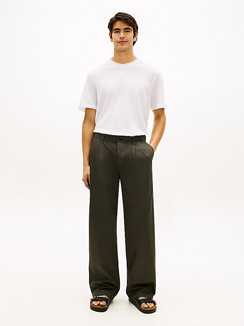Erkek Linen T-shirt Beyaz MW0MW42675YBR