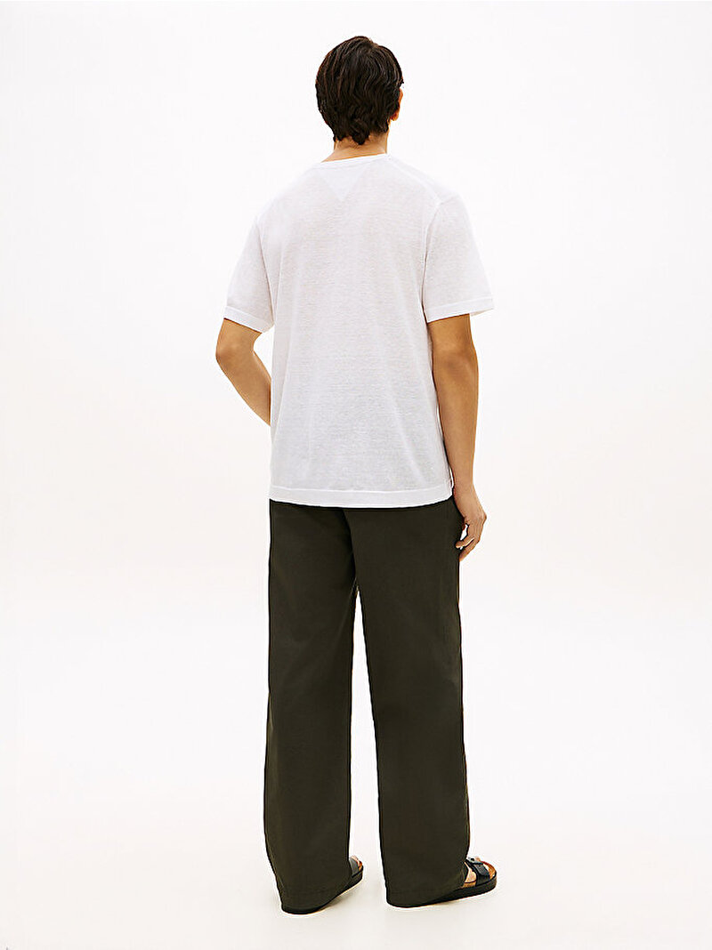 Erkek Linen T-shirt Beyaz MW0MW42675YBR