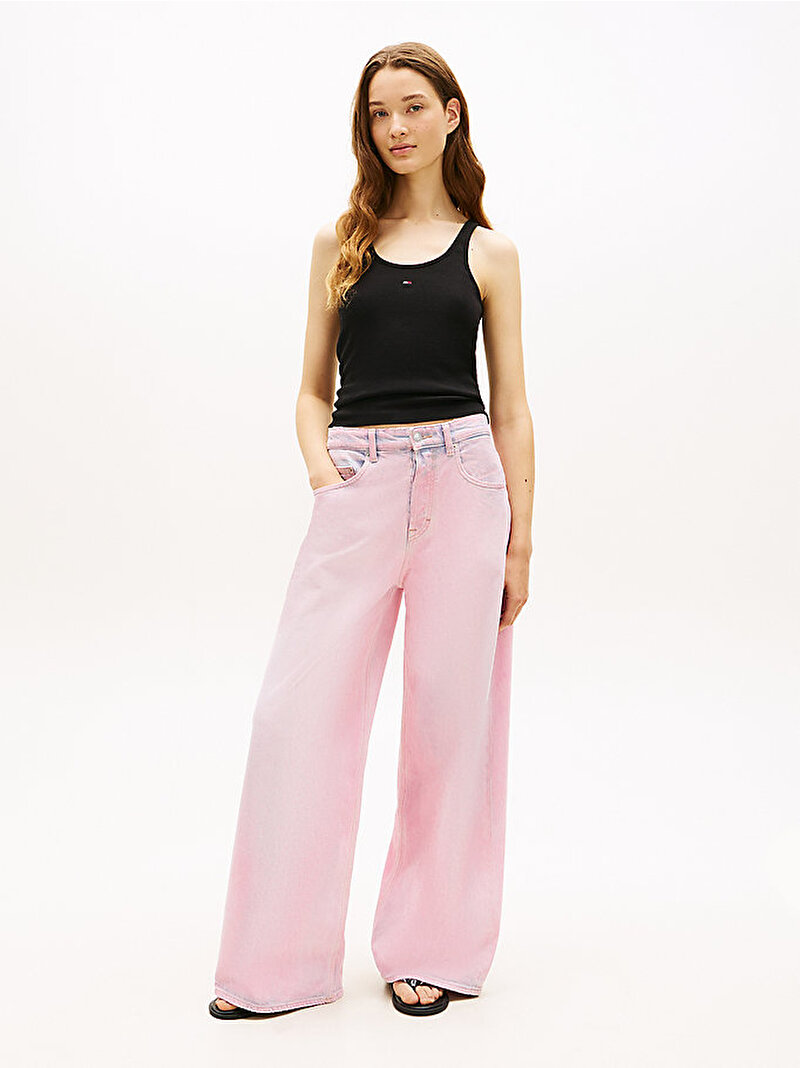 Kadın TJW Slim Racer Back T-shirt Siyah DW0DW22264BDS