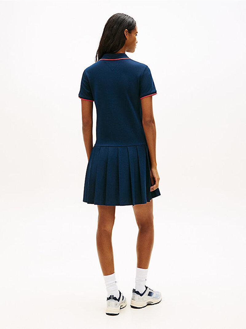 Kadın TJW Badge Pleated Pique Elbise Lacivert DW0DW22328C1G
