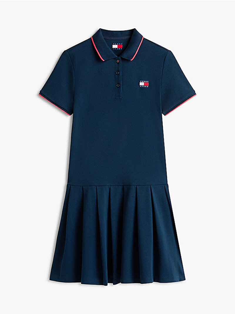 Kadın TJW Badge Pleated Pique Elbise Lacivert DW0DW22328C1G