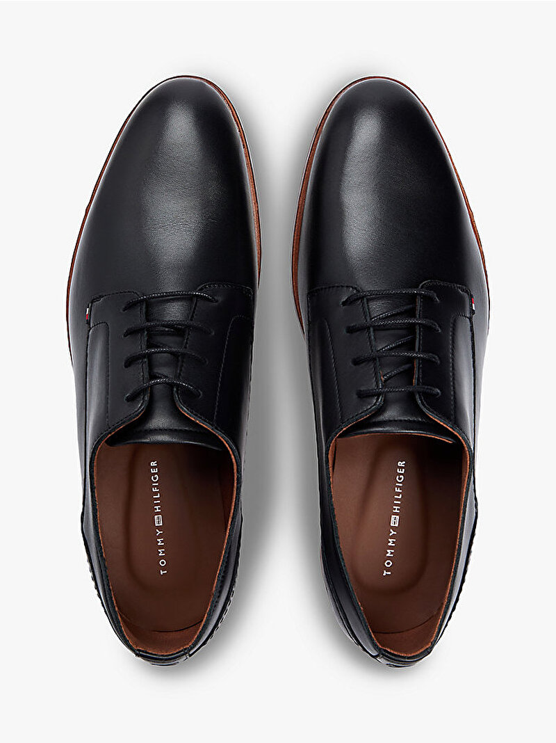 Erkek Hilfiger Leather Klasik Ayakkabı Siyah FM0FM05777BDS