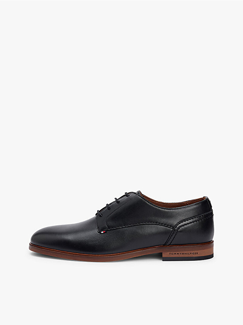 Erkek Hilfiger Leather Klasik Ayakkabı Siyah FM0FM05777BDS
