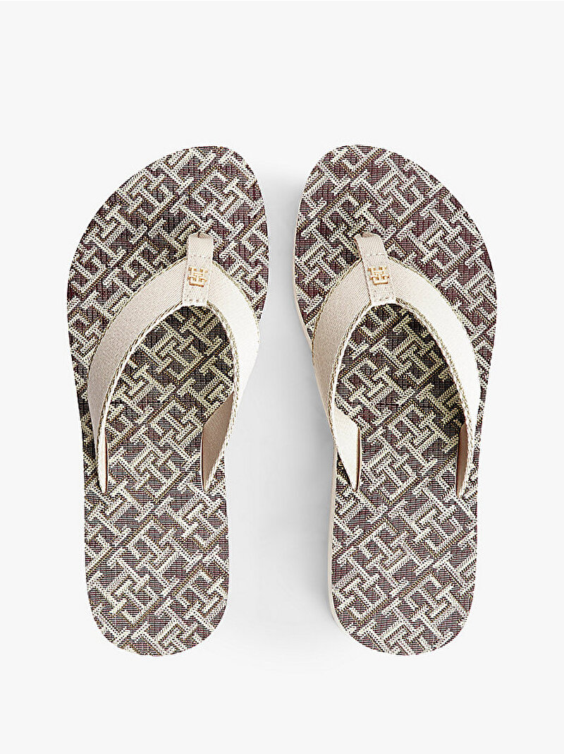 Kadın TH Monogram Mid Topuklu Plaj Terliği Kahverengi FW0FW09419GSZ