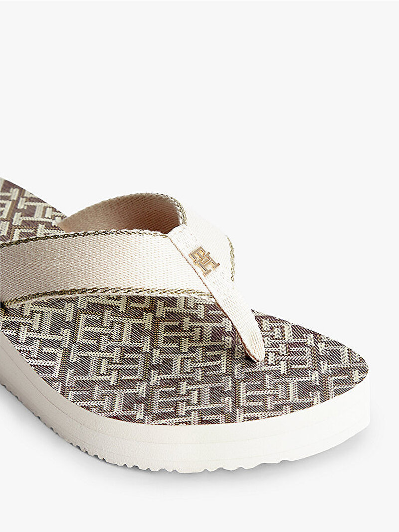 Kadın TH Monogram Mid Topuklu Plaj Terliği Kahverengi FW0FW09419GSZ
