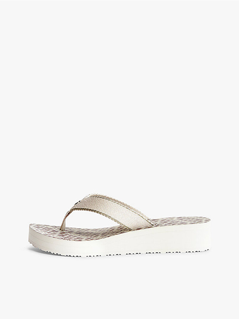 Kadın TH Monogram Mid Topuklu Plaj Terliği Kahverengi FW0FW09419GSZ