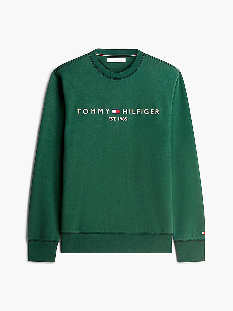 Erkek Tommy Logo Sweatshirt Yeşil MW0MW11596L2N