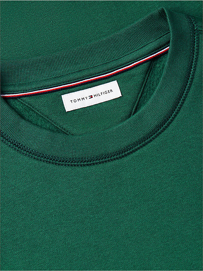Erkek Tommy Logo Sweatshirt Yeşil MW0MW11596L2N