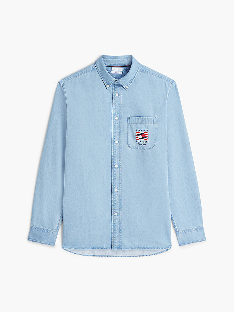 Erkek Denim Gömlek Mavi MW0MW442681AA