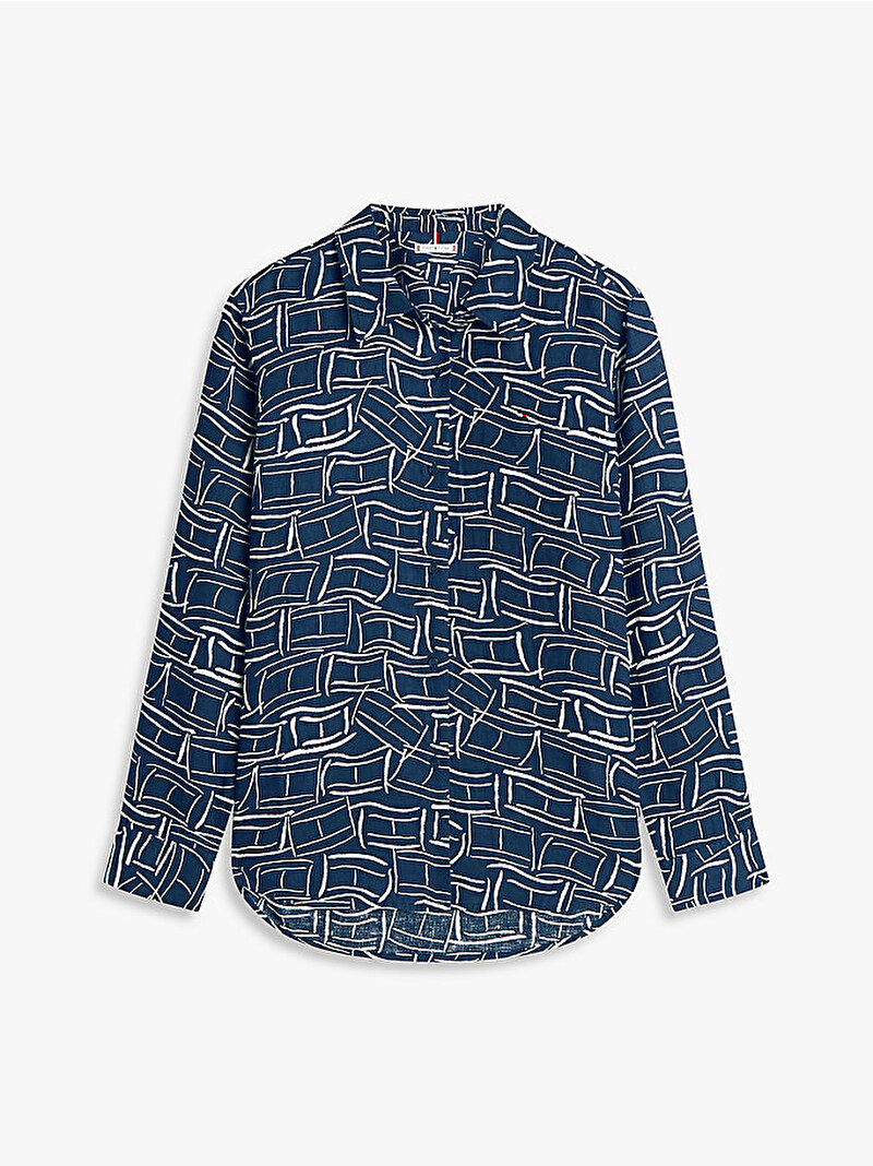 Kadın Essential Linen Relaxed Gömlek Lacivert WW0WW446790GY