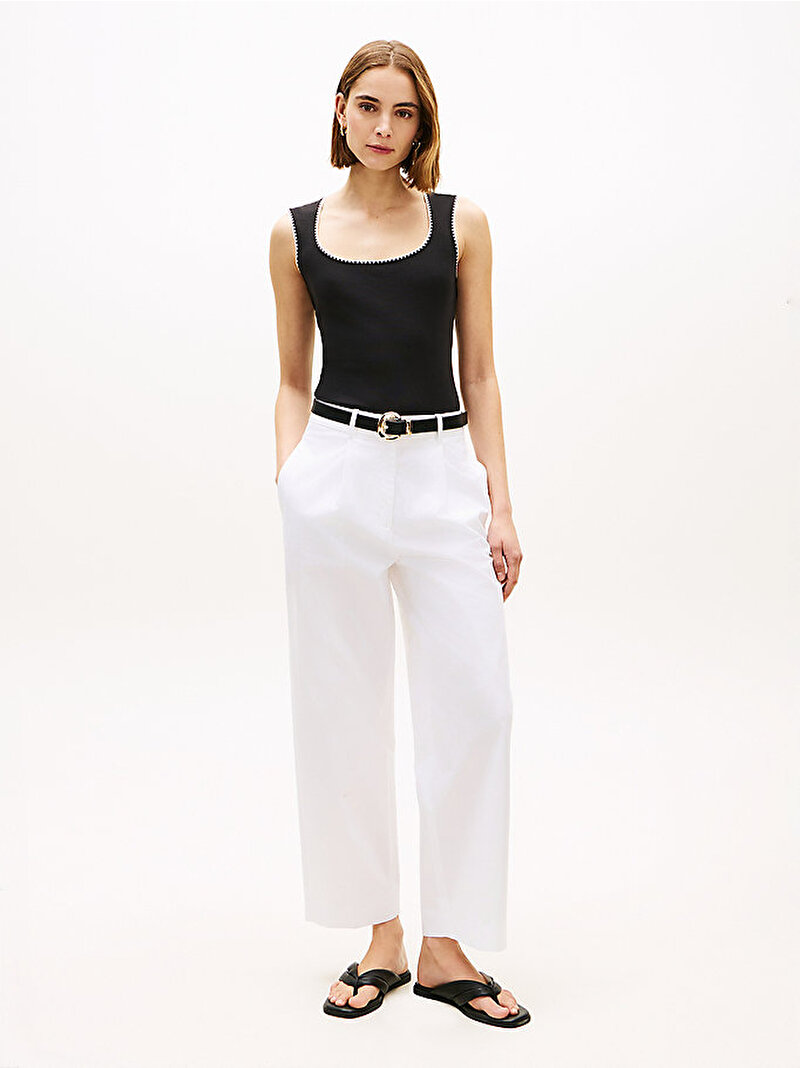 Kadın B&w Slim Scoop T-shirt Siyah WW0WW48715BDS