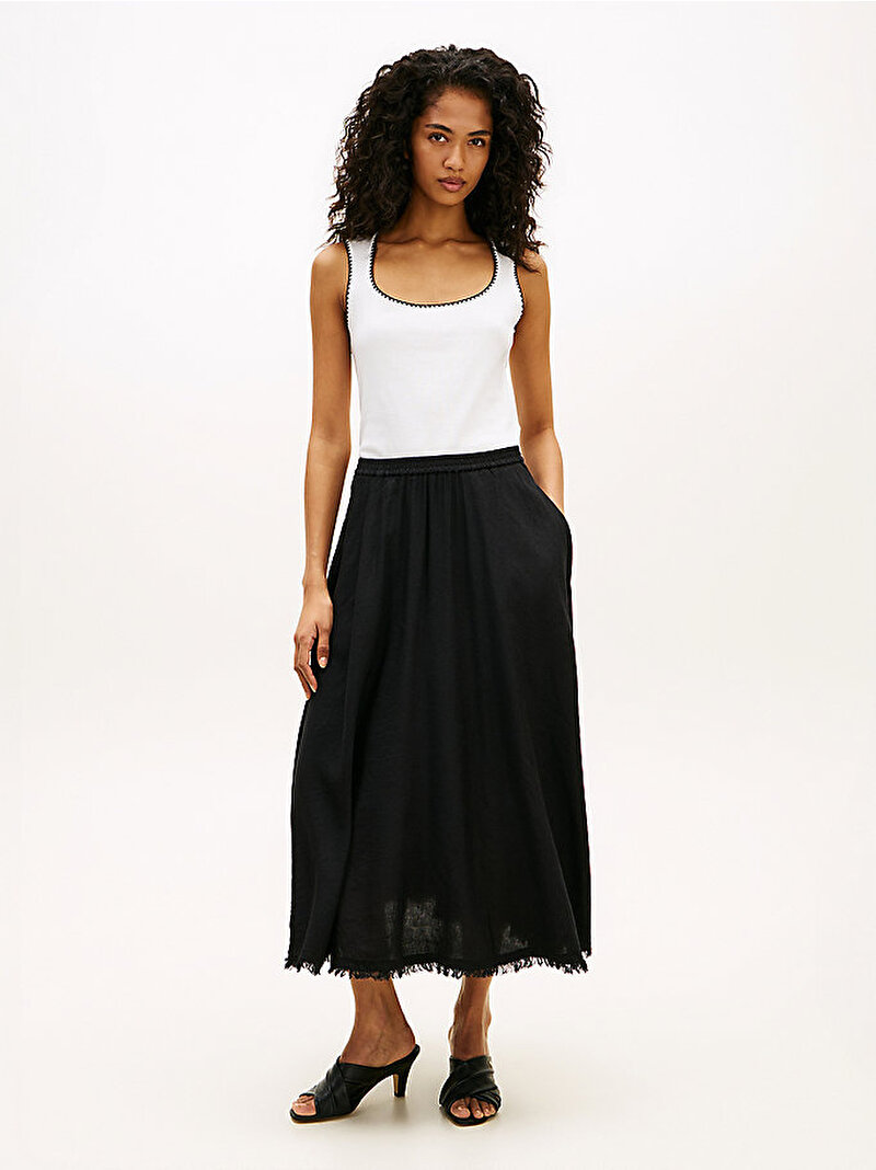 Kadın B&w Slim Scoop T-shirt Ekru WW0WW48715YBL