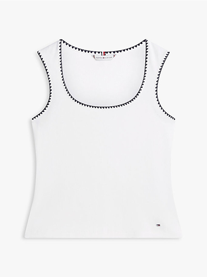 Kadın B&w Slim Scoop T-shirt Ekru WW0WW48715YBL