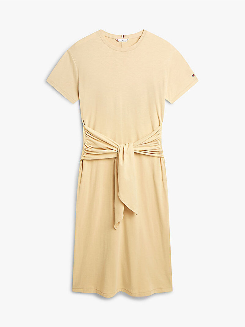 Kadın Slub Knot Midi Elbise Bej WW0WW48747ACR