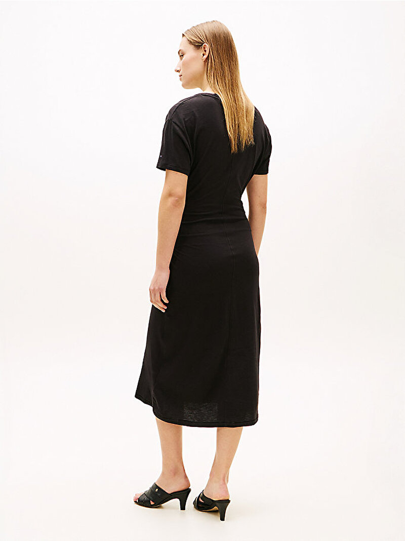 Kadın Slub Knot Midi Elbise Siyah WW0WW48747BDS