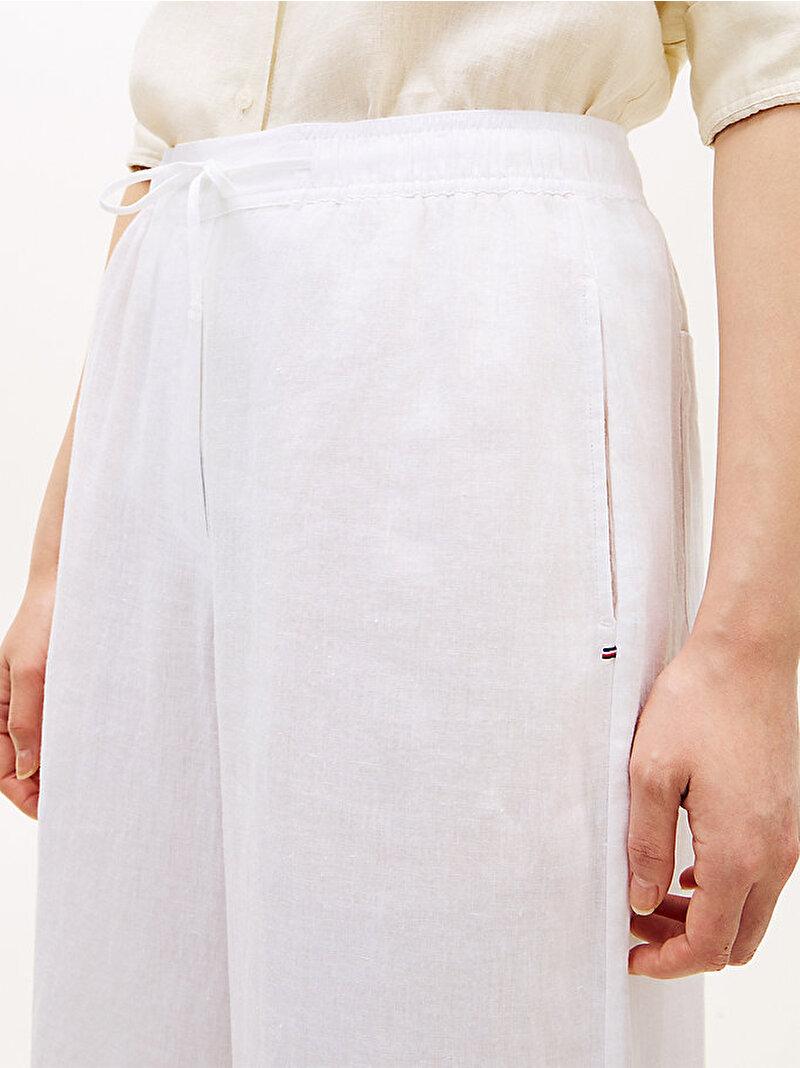 Kadın Essential Linen Pantolon Beyaz WW0WW48970YCF