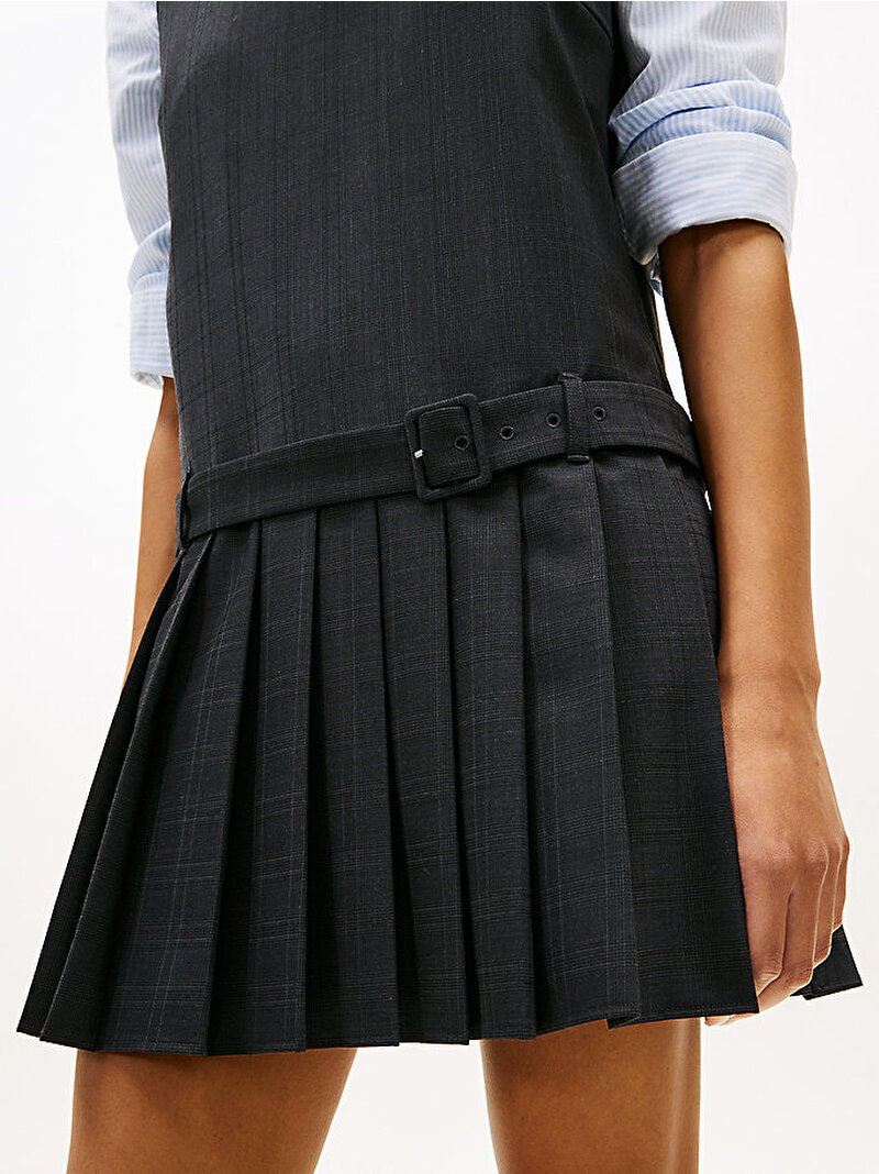 Kadın Wool Blend Check Elbise Gri WW0WW490600IM