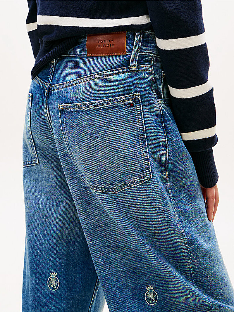 Kadın Finn Crest Jean Pantolon Mavi WW0WW495631A7