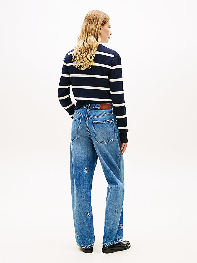 Kadın Finn Crest Jean Pantolon Mavi WW0WW495631A7