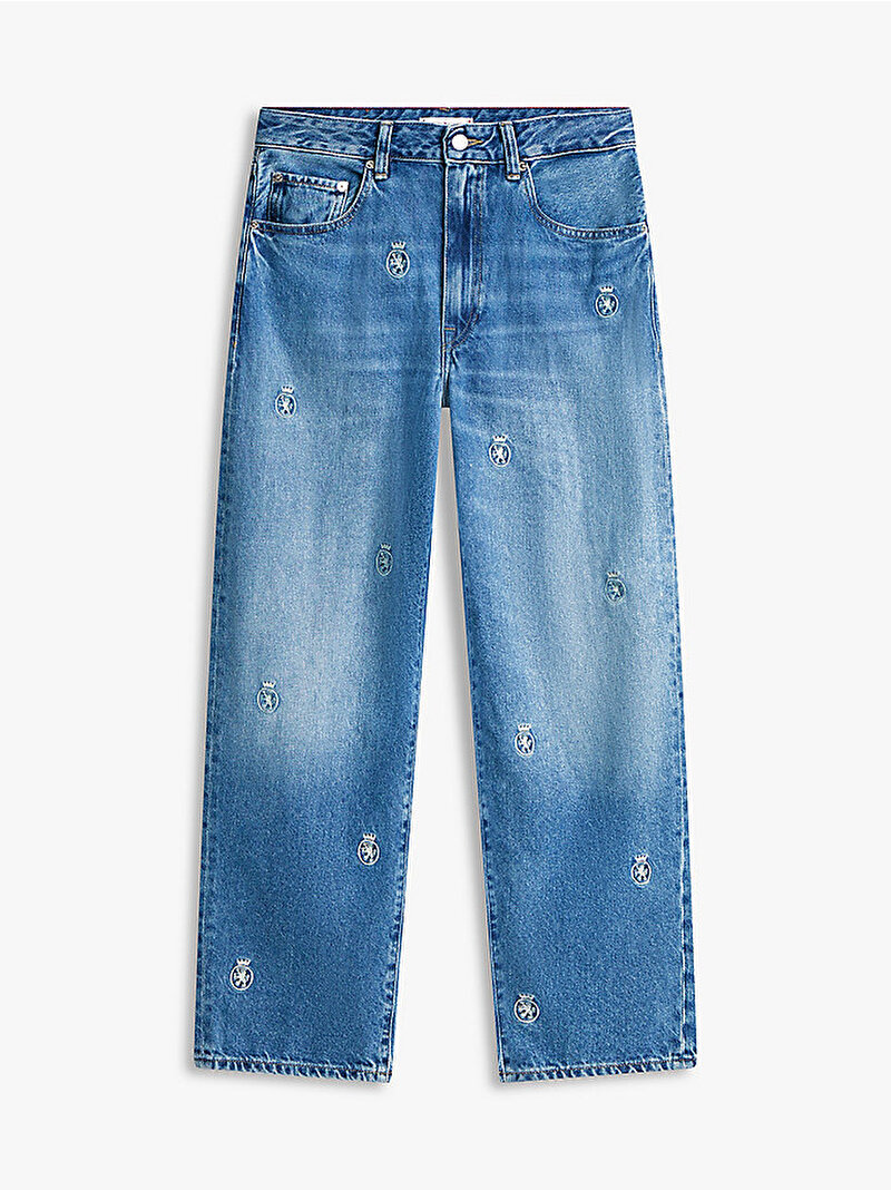 Kadın Finn Crest Jean Pantolon Mavi WW0WW495631A7