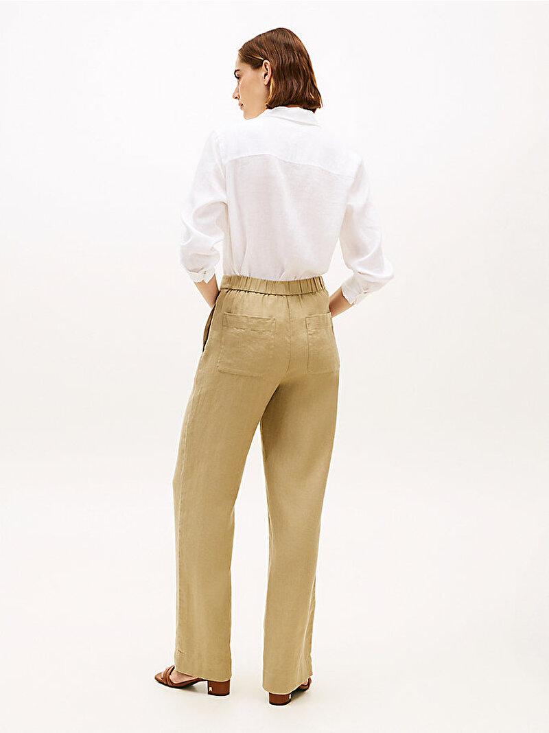 Kadın New Essential Linen Tailored Pantolon Bej WW0WW49599AEG