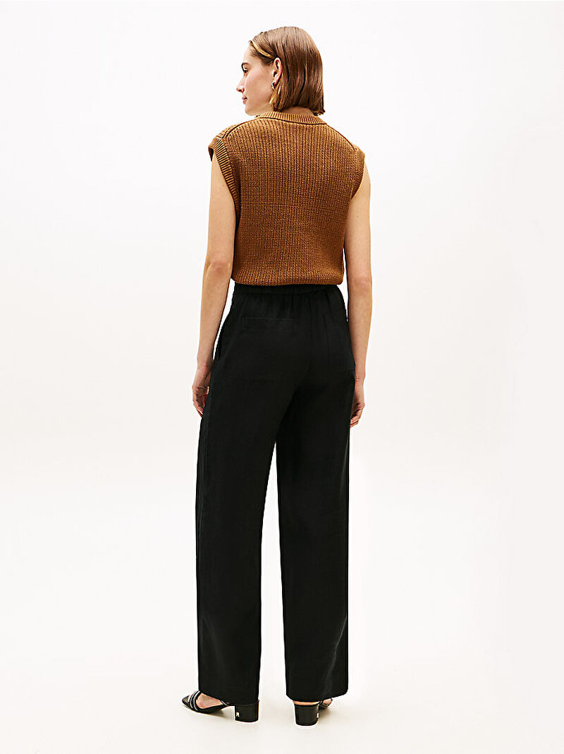 Kadın New Essential Linen Tailored Pantolon Siyah WW0WW49599BDS