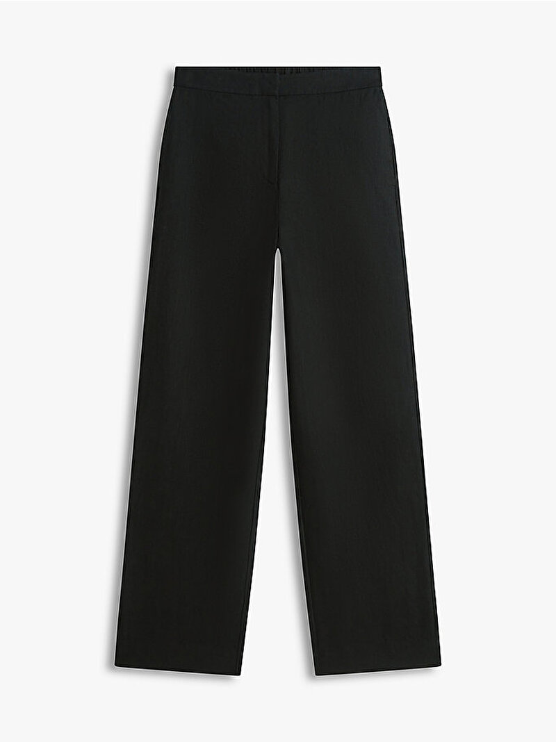 Kadın New Essential Linen Tailored Pantolon Siyah WW0WW49599BDS