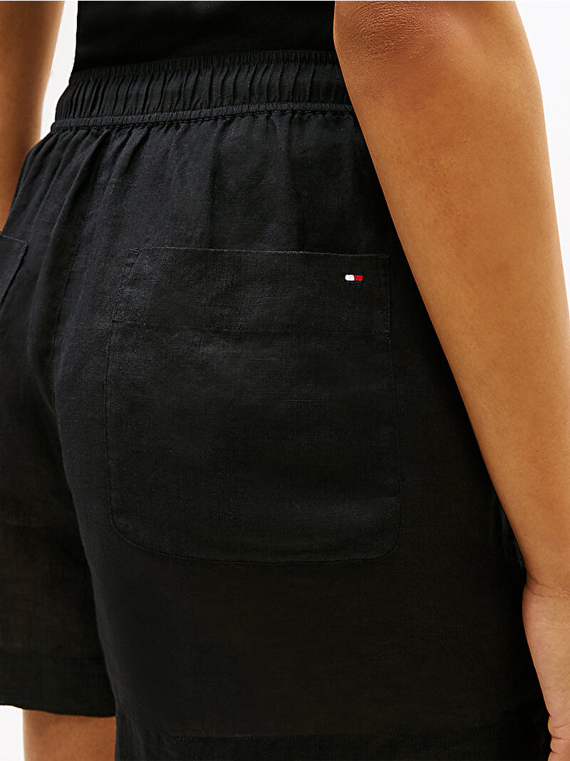 Kadın Essential Linen Pull On Şort Siyah WW0WW49637BDS
