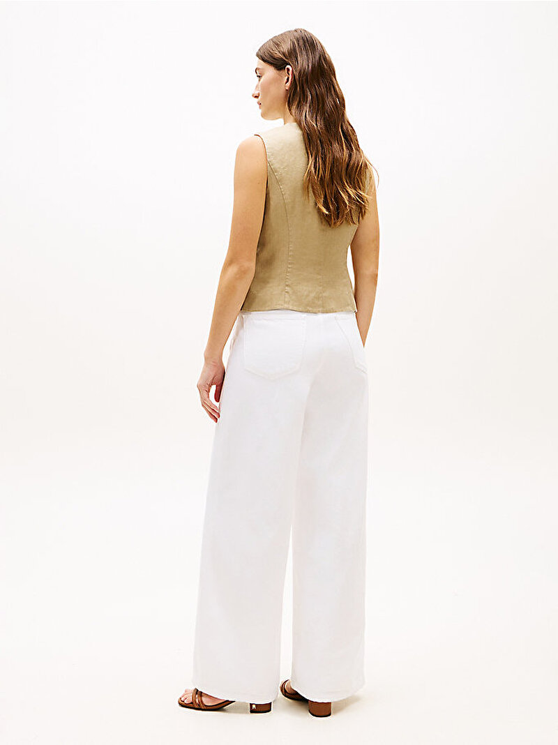 Kadın New Essential Linen Yelek Bej WW0WW50765AEG
