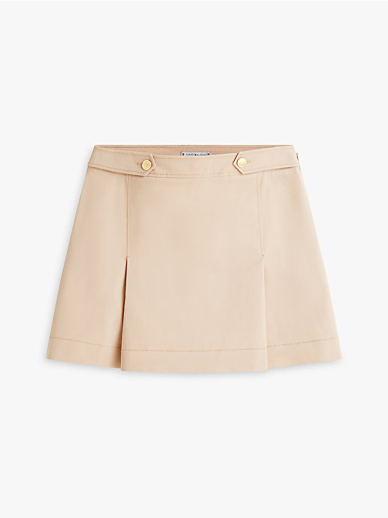 Kadın Preppy Cotton Pleated Etek Bej WW0WW49649AEG