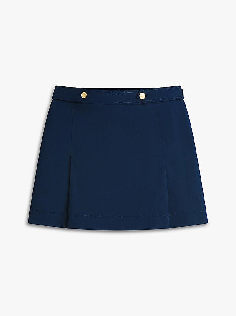 Kadın Preppy Cotton Pleated Etek Lacivert WW0WW49649C1G