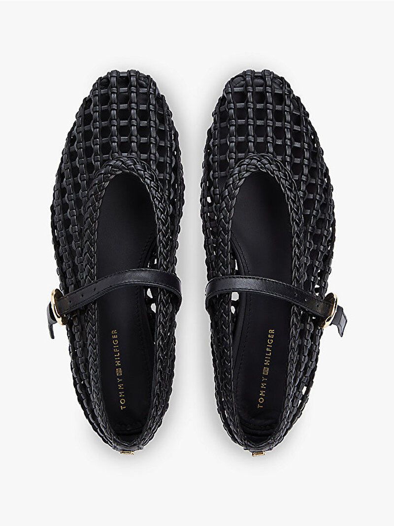 Kadın Woven Leather Babet Siyah FW0FW09244BDS