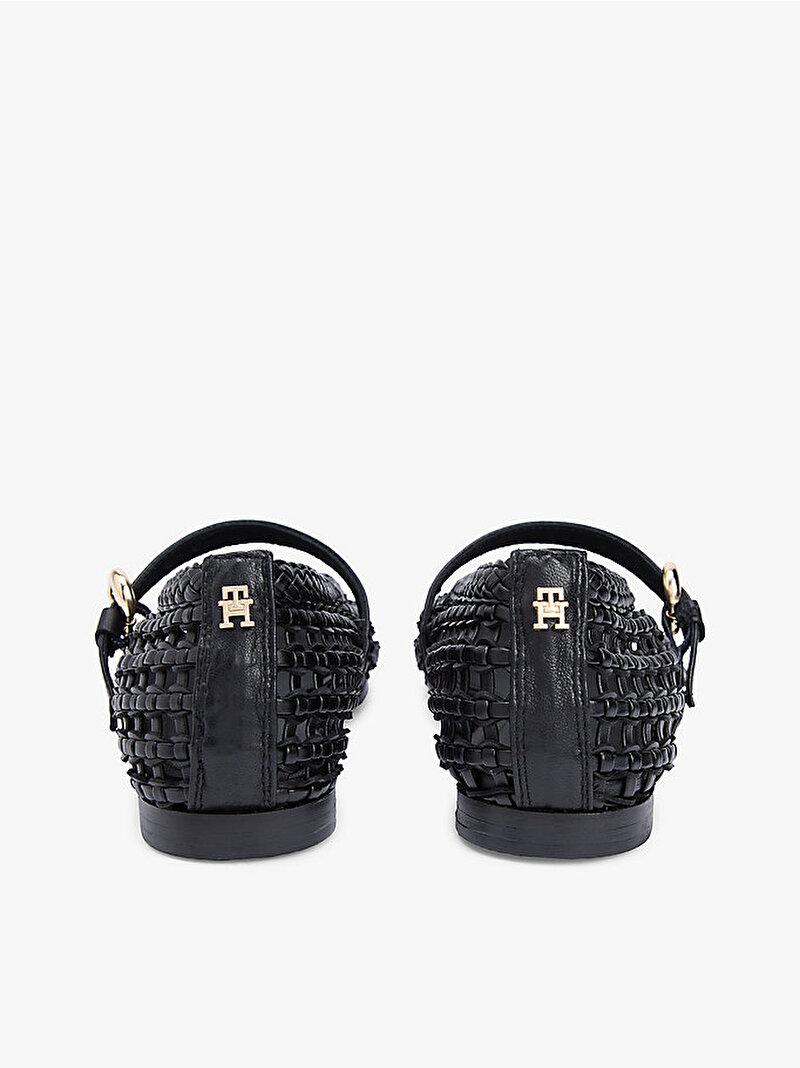Kadın Woven Leather Babet Siyah FW0FW09244BDS