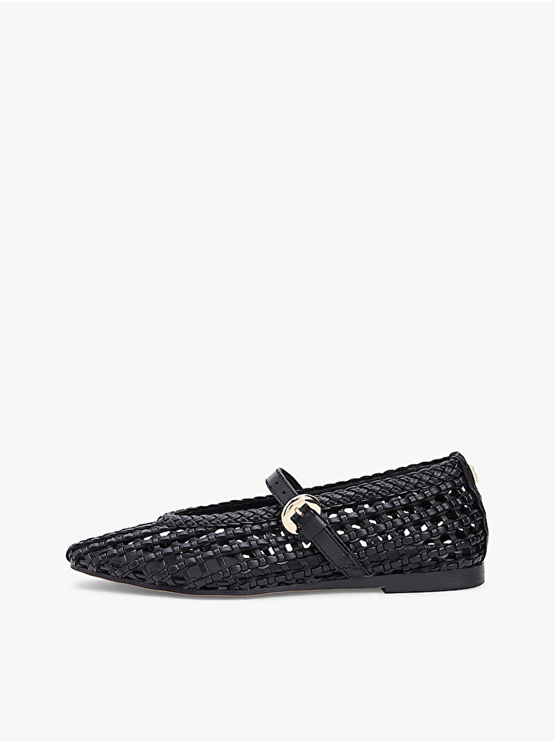 Kadın Woven Leather Babet Siyah FW0FW09244BDS