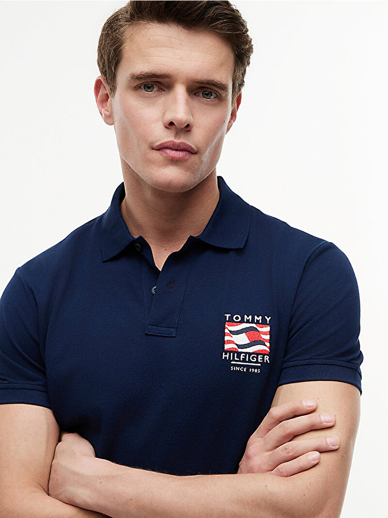 Erkek Graphic Regular Polo T-shirt Lacivert MW0MW43378DCC