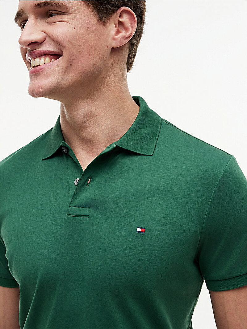 Erkek Liquid Cotton Regular Polo T-shirt Yeşil MW0MW39994L2N