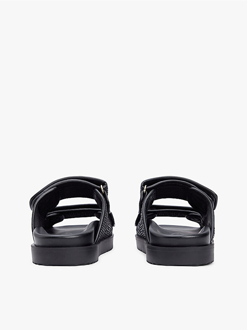Kadın Double Strap Raffia Sandalet Siyah FW0FW09122BDS