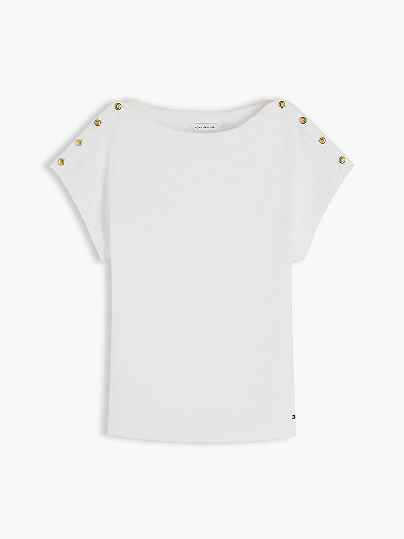 Kadın Gold Button T-shirt Ekru WW0WW50942YBL