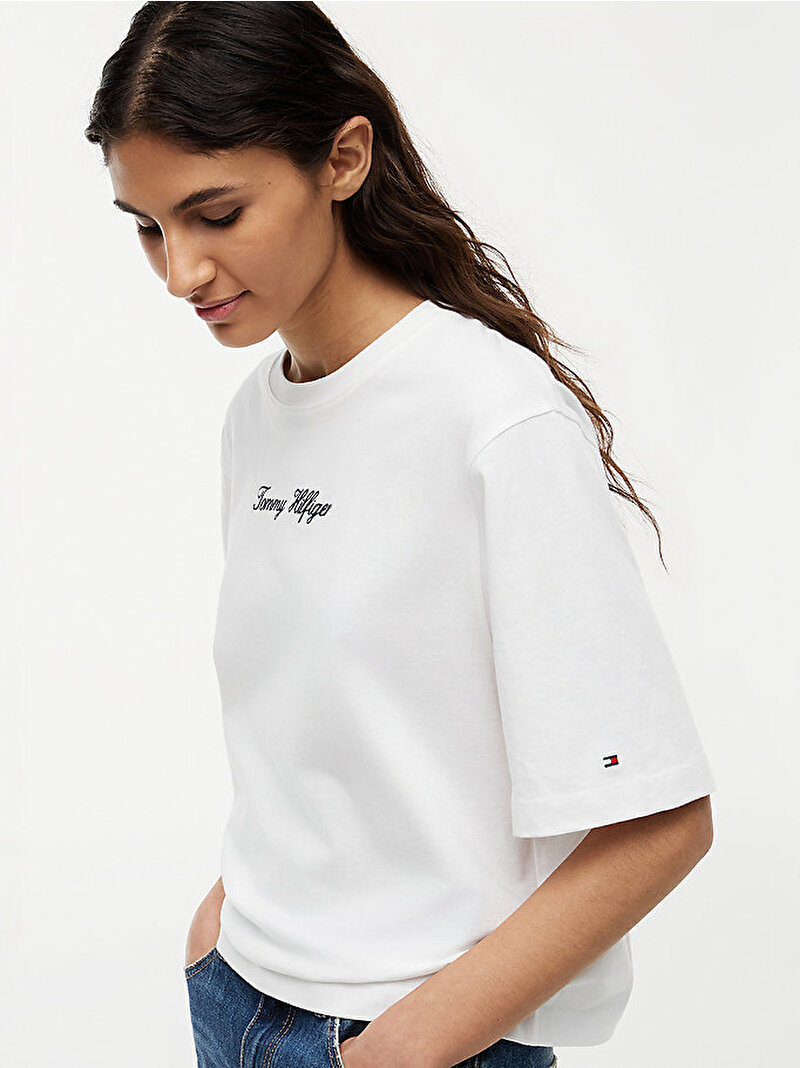 Kadın Classic Trape T-shirt Ekru WW0WW50948YBL