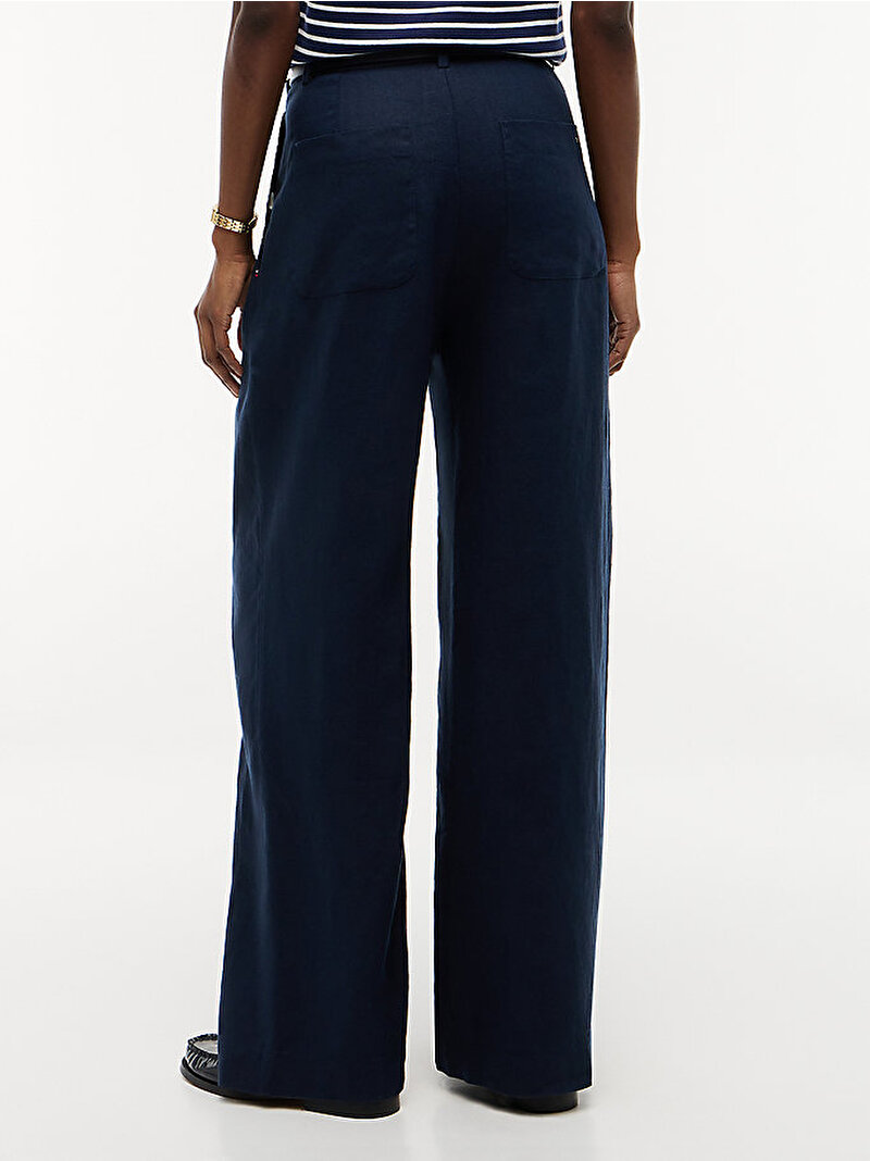 Kadın Essential Linen Tailored Pantolon Lacivert WW0WW50116C1G