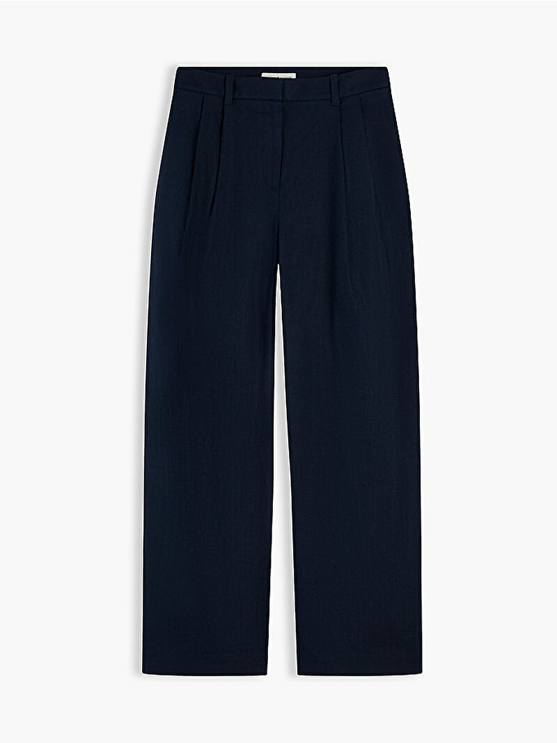 Kadın Essential Linen Tailored Pantolon Lacivert WW0WW50116C1G