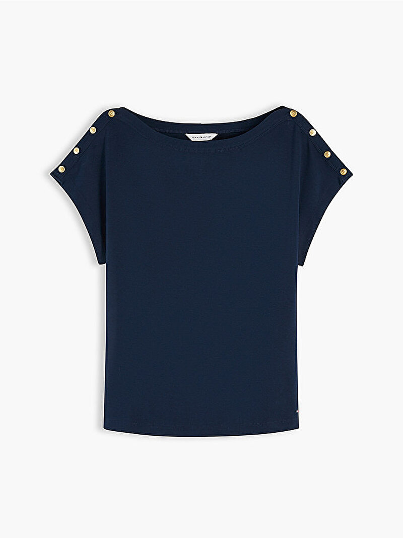 Kadın Gold Button T-shirt Lacivert WW0WW50942C1G