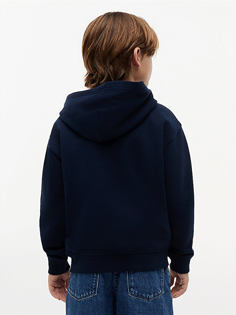 Erkek Çocuk Tonal Flag Zip Through Sweatshirt Lacivert KB0KB10553C1G