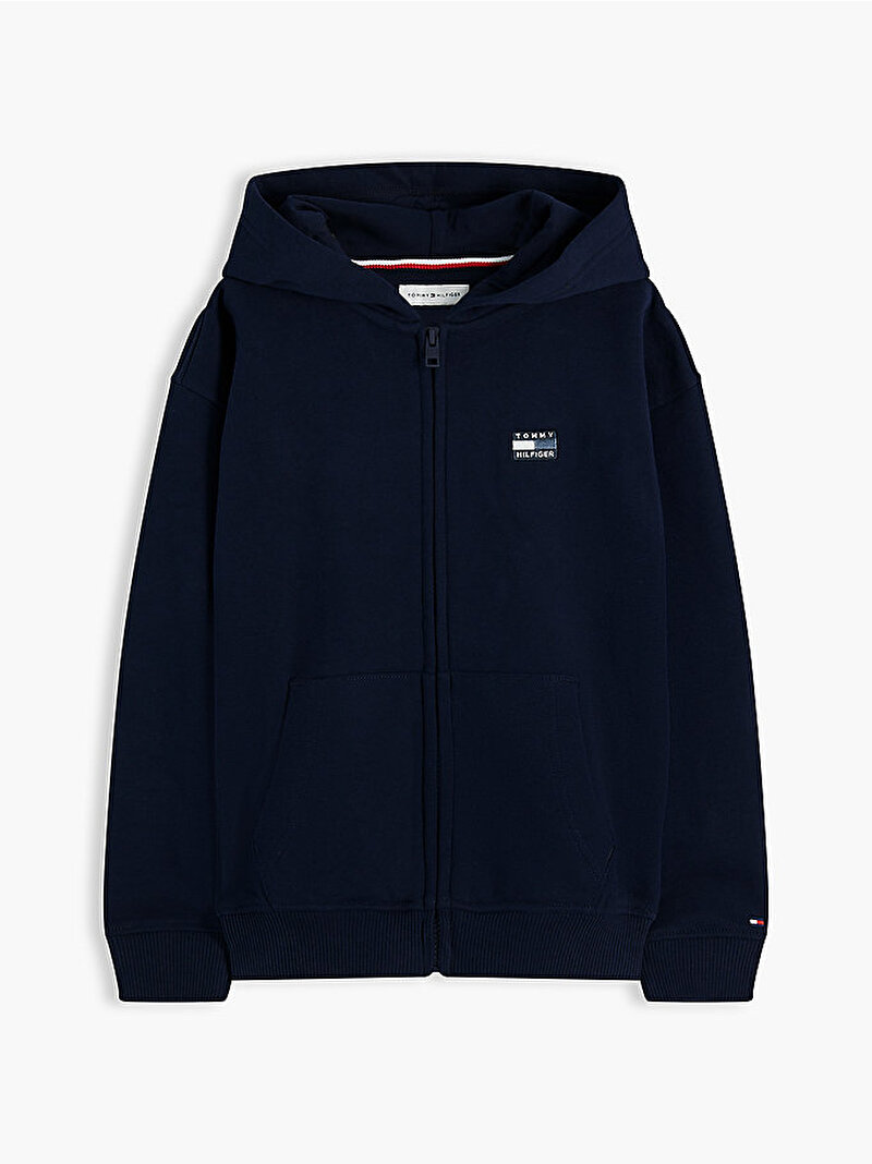 Erkek Çocuk Tonal Flag Zip Through Sweatshirt Lacivert KB0KB10553C1G