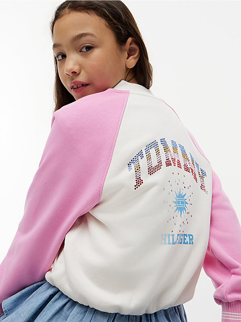 Kız Çocuk Hilfiger Rhinestone Sweatshirt Pembe KG0KG09444YBH