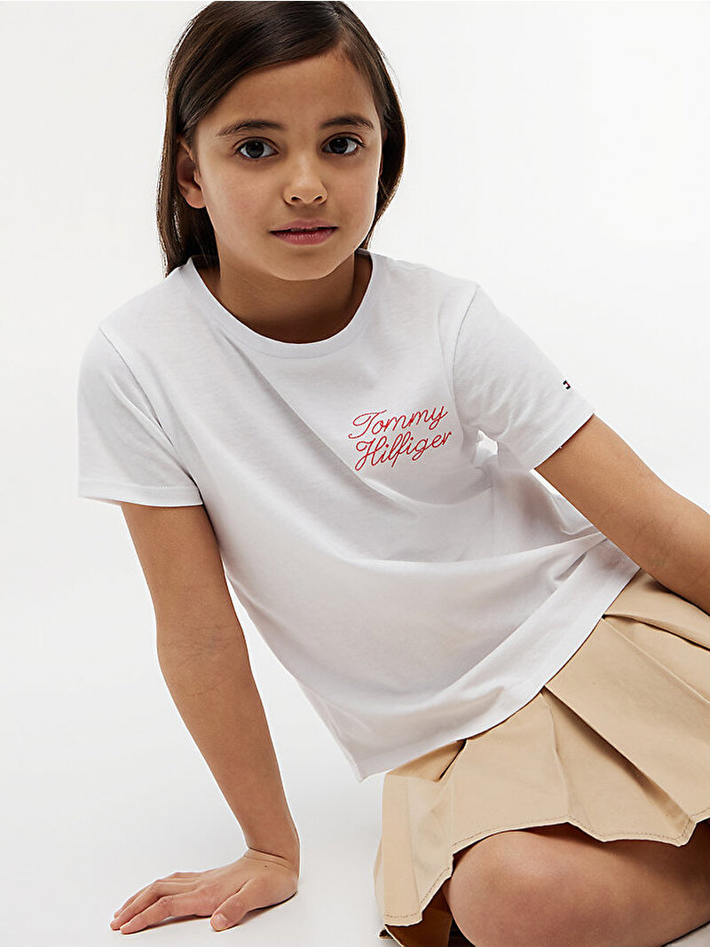 Kız Çocuk Tommy Hilfiger T-shirt Beyaz KG0KG09454YBR