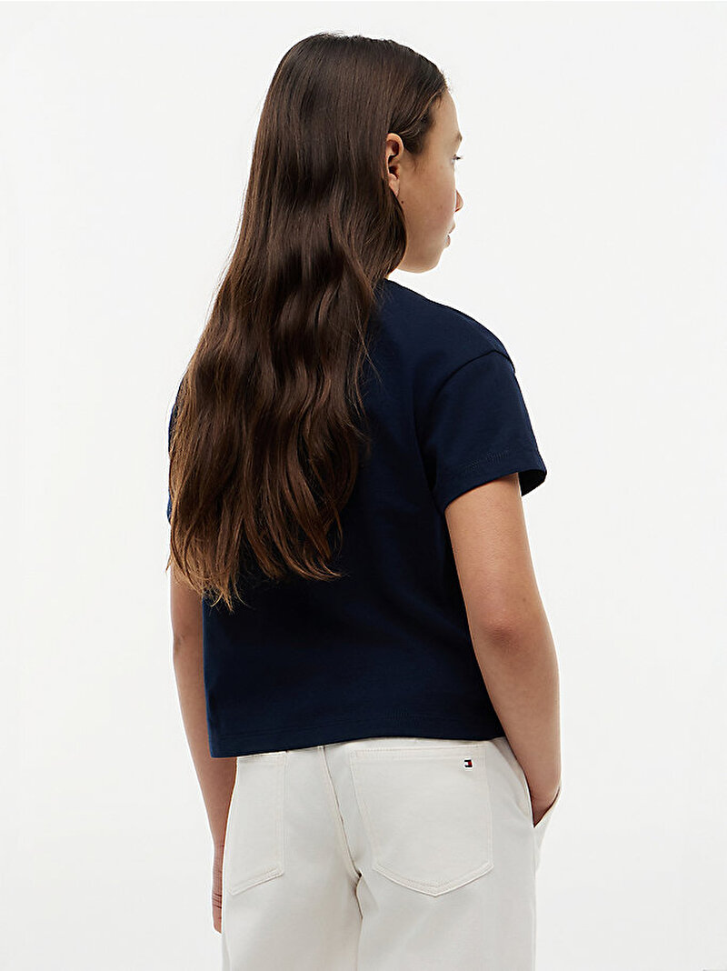 Kız Çocuk Tonal Flag T-shirt Lacivert KG0KG09488C1G