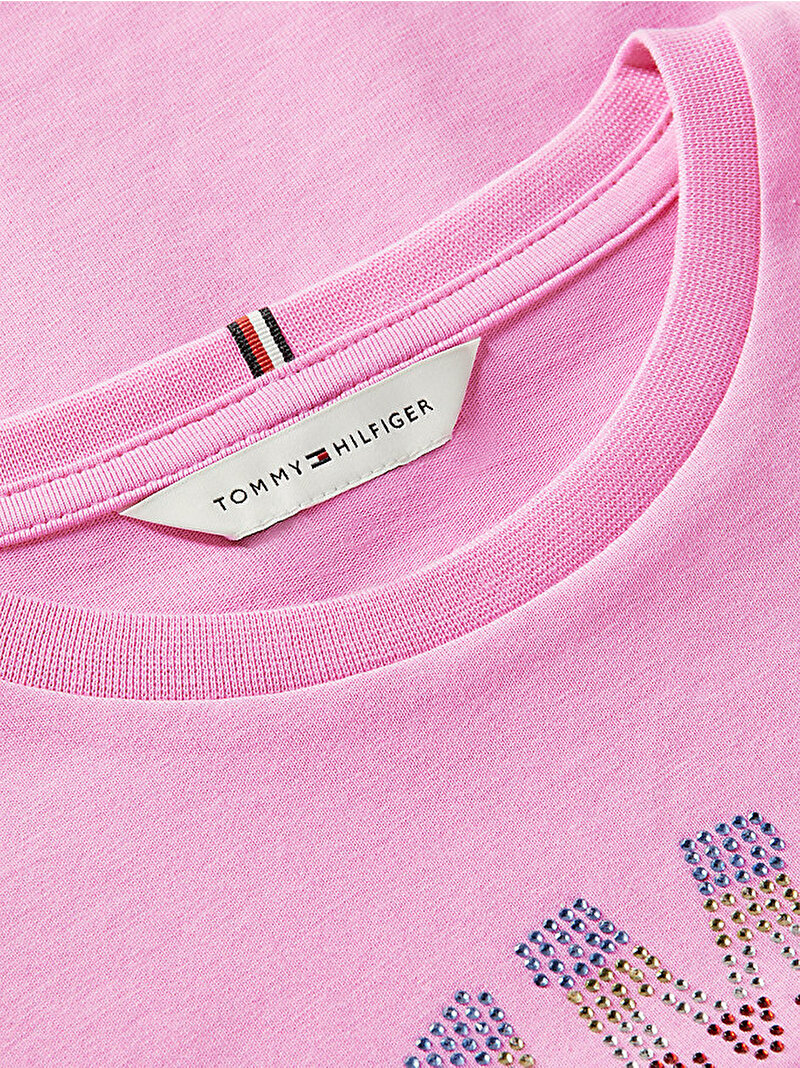 Kız Çocuk Tommy Sun Rhinestone T-shirt Pembe KG0KG09458TOU