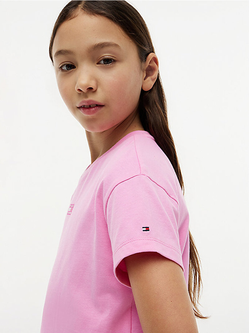 Kız Çocuk Tonal Flag T-shirt Pembe KG0KG09488TOU