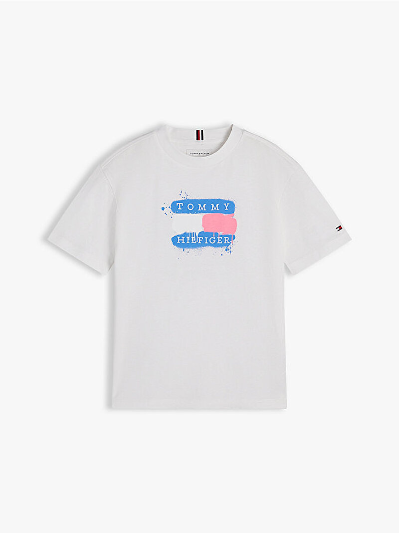 Erkek Çocuk Tommy Flag Graffiti T-shirt Beyaz KB0KB10546YBR